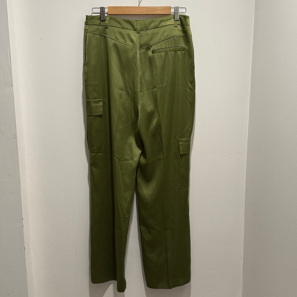 Topshop Olive Green Wide Leg Cargo Trousers Women’s Size 6 Bin P - Picture 6 of 6